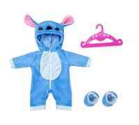 GWAWG Ropa para muñecas de 3 años en adelante para muñecas de bebé de 14 a 17 pulgadas, accesorios de muñeca con colgador y zapatos, ropa de muñeca azul para muñecas de 35 a 45 cm, regalos de