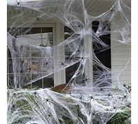 GWAWG Tela de Araña Halloween,240g Telarañas Elásticas con 60 Arañas Falsas Realistas, Telaraña Halloween Decoracion, para Interiores Exteriores Jardines Garajes Fiestas Casa Embrujada