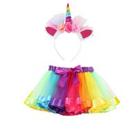 GWAWG - Vestido de tutú de princesa unicornio para niña, 2 vestidos de princesa para bebé, disfraz de unicornio, para cumpleaños, fiesta, boda, Halloween, Navidad, carnaval, Cosplay (Rainbow, One Size