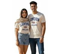 GWCC LE105OWN - Aplique bordado unisex de Londres Inglaterra, color blanco roto y azul marino, tallas XS a 4XL, blanco crema, 42