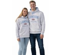 GWCC LE129PW - Sudadera con capucha unisex de Londres Inglaterra, color azul polvo, bordado Col Polar Blanco, tallas XS a 4XL, Blanco polar, 3XL
