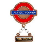 GWCC Llaveros e imanes de nevera de madera esmaltada con licencia Underground and Mind The Gap, con abalorios, 4 estilos, madera, rojo y azul, Talla única