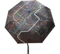 GWCC Mini paraguas con licencia del metro de Londres con impresión de mapa con bolsa de manga empaquetada, Negro, 110cm * 24cm