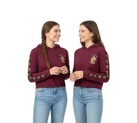GWCC Sudadera corta con capucha de Harry Potter con licencia de Gryffindor House Animal para mujer y niña, rojo (Maroon), M