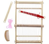 GWCYMYD Juego completo de marcos de madera para tejer con 3 hilos de colores, enrollador de peine de madera, marco para tejer a mano, para principiantes de tapices, niños, 15 x 10 pulgadas