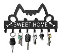 Gwezmxs Ganchos Soporte para Llaves, Gatos 8 Ganchos Colgador Llaves Pared Entrada Metal, Negro Cuelga Llaves Pared, Porta Llaves de Pared, Wall Key Holder