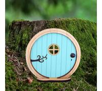 Gwezmxs Puerta de Hadas Madera, Fairy Door, Decoración Jardin Hadas en Miniatura, 10,5 x 10 cm - Bleu