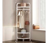 GWFBLID Perchero de Pie Entrada Recibidor Percheros Burro con Ganchos y Barra de Soporte Soporte de Ropa de Pie Perchero Ropa de Esquinero de Metal Dorado con Estante para Dormitorio Pasillo Oficina