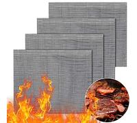 GWHOLE 4 Piezas Rejillas para Parrilla Barbacoa Malla Antiadherente BBQ Estera Cortable para Parrilla Horno, 40 x 33 cm