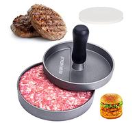 GWHOLE Prensa de Hamburguesa, Herramienta de Acero Inoxidable de Hamburguesa INOX 304, con espátula de Acero INOX, Lata de aliño, bistec, sándwich, barbacoaKits de Barbacoa 3 Piezas (1)