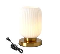 GWJKG 10.26 Inch Unique Table Lamp with Pumpkin and Ribbed Glass Shade Bedroom, Office Suitable for Living Room, Dormitory, Office,(White)