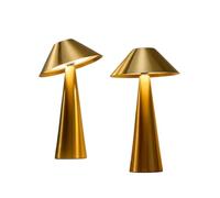 GWJKG 10.8" Wireless Gold Touch Desk Lamp, Rechargeable 3-Tone Dimming Waterproof, Restaurants, Outdoor, Terrace Suitable for Living Room, Dormitory, Office,(2Pack)
