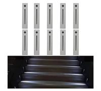 GWJKG 10Pcs IP65 Waterproof Motion Sensor Stair Lights 3W Step Light Inside Outside Garden Balcony Corridor Recessed Wall AC85 Night for Staircase 6000K Cool White S