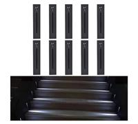 GWJKG 10Pcs Motion Sensor Stair Lights Inside Outside Garden Balcony Waterproof Step Light with IP65 Rating Wall Lamp for Staircase and Corridor 3W AC85 3000K Warm White Sand Black Co