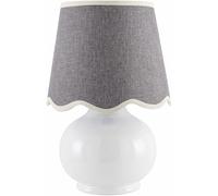 GWJKG 12.75 Inch Ceramic Bedside Table Lamp with Cotton Lampshade Bedroom Nightstand and Suitable for Living Room, Dormitory, Office,(Gray)