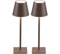 GWJKG 2-Pack Table Lamp, Portable Battery Powered, 3-Color Stepless Dimming, Restaurant/Bedroom/Bar/Outdoor Suitable for Living Room, Dormitory, Office,(Brown-2)