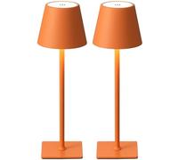 GWJKG 2-Pack Table Lamp, Portable Battery Powered, 3-Color Stepless Dimming, Restaurant/Bedroom/Bar/Outdoor Suitable for Living Room, Dormitory, Office,(Orange-2)