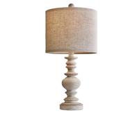 GWJKG 20.5 Inch Farmhouse Resin Table Lamp with Linen Lampshade Nightstand, Decorating Small Areas Suitable for Living Room, Dormitory, Office,(1 Pack Off-White Gray)