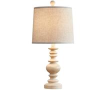 GWJKG 20.5 Inch Farmhouse Resin Table Lamp with Linen Lampshade Nightstand, Decorating Small Areas Suitable for Living Room, Dormitory, Office,(1 Pack Antique White)