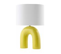 GWJKG 23.75 Inch Ceramic Table Lamp with Linen Shade Bedroom Dining Bedside Night Light Suitable for Living Room, Dormitory, Office,(Yellow)
