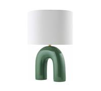 GWJKG 23.75 Inch Ceramic Table Lamp with Linen Shade Bedroom Dining Bedside Night Light Suitable for Living Room, Dormitory, Office,(Green)