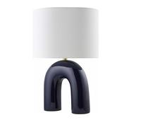 GWJKG 23.75 Inch Ceramic Table Lamp with Linen Shade Bedroom Dining Bedside Night Light Suitable for Living Room, Dormitory, Office,(Navy)