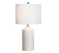 GWJKG 24.5" Ceramic Table Lamp, 3-Way Dimmable, Linen Shade, Bedroom Office Reading, Included Suitable for Living Room, Dormitory, Office,(White)