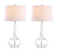 GWJKG 28.5inch Glass Teardrop Table Nightstand Lamp Bedroom Office Bookcase, 2 Pack Suitable for Living Room, Dormitory, Office,(Clear)