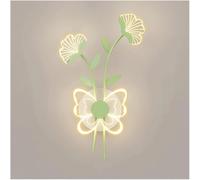 GWJKG 3-Color Dimmable Green Flower Sconce Acrylic Blossom Mounted Light Artistic Botanical Wall Lamp for Bedroom Living Hallway Nursery Dressing Room