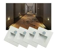 GWJKG 3000K Motion Sensor Stair Lights 4Pcs Recessed Indoor Step Wall Lamps Staircase & Bedroom Decoration, Bright White Safety for Home