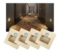 GWJKG 3000K Motion Sensor Stair Lights Pack Recessed Wall Lamps for Indoor Staircase, Bedroom, and Step Decoration - Gold Finish, Automatic On/Off