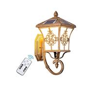 GWJKG 53cm Black/Bronze IP65 Waterproof Patio Corner Light Villa Outdoor Vintage Die-Cast Aluminum Solar Wall Lamp-Bronze