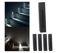 GWJKG 5Pcs Stair Lights 3W Step Light Warm White 3000K IP65 Waterproof Recessed Wall Lamp for Garden Balcony Corridor Black Color AC85