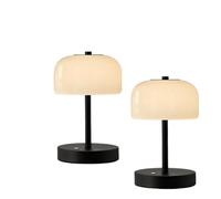 GWJKG 9" Cordless Touch Table Lamp, 3-Way Dimmable, Battery Powered Rechargeable, Bedroom, Dining 2-Pack Suitable for Living Room, Dormitory, Office,(Black-2Pack)