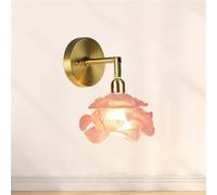 GWJKG Adjustable Gold Iron with Flower Glass Shade E27 Wall Lamp Bedside Reading Light for Living Room Bedroom Restaurant Decor(Pink)