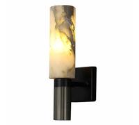 GWJKG Alabaster Marble Fixture for Living Room, Bathroom, Corridor Restaurant - Stylish Black Base Decorative Wall Lamp