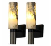 GWJKG Alabaster Marble Wall Elegant Fixture for Living Room, Bathroom Vanity, Corridor, Stairs Restaurant - Stylish Black Base Stone Lamp