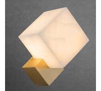 GWJKG Alabaster Square with Warm Brass Gold Base Marble Stone Wall Lamp for Hallway Restaurant Living Room Cafe Bedroom