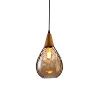 GWJKG Amber Glass Pendant Light Teardrop Dome Wall Lamp, Hammered Ceiling Fixture, Small Chandelier for Dining Room & Island, Socket, 22cm Diameter Hanging