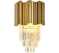 GWJKG American Crystal Sconce K9 Crystals Luxury Light Gold Finish Wall Lamp with E12/E14 Base for Bedroom Living Dining Room Bathroom Hallway