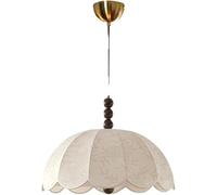GWJKG Antique French Pendant Light Rustic Farmhouse Hanging Lamp Vintage Wood Chandelier with Fabric Shade & E27 Base for Dining Kitchen Island Cafe Living Room