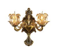 GWJKG Applique rétro Cuivre, abat-jour en Cristal concis, d'intérieur américain, murale créative for la Maison, Chambre à Coucher, Lampe de Chevet Appliques murales