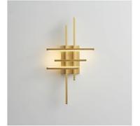 GWJKG Art Deco Copper Sconce Geometric Hardwired Linear Light 3-Color Dimmable Wall Lamp for Bedroom Hallway Stairway Office Hotel