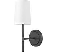 GWJKG Battery Operated Sconces with Remote Control, Dimmable Rechargeable Wall Lights No Wiring Needed, Farmhouse Style Lamp for Bedroom, Living Room & Mirror (Black)