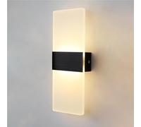 GWJKG Bedside Rectangular Acrylic Light Warm White Indoor Wall Lamp for Bedroom Living Room Hotel(Black)