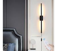 GWJKG Black Dimmable Light Remote Control Living Room and Bedroom Aluminium Strip Wall Lamp for Stairs in with Switch