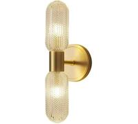 GWJKG Bracket Light Mirror Crystal G9 Brass Glass Linear Vanity Wall Lamp for Living Room Bedroom Office Bedside