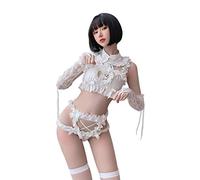 GWJKG Bridal Lingerie Anime Maid Outfit Bra and Panty Sets Lace Oversleeve Cute