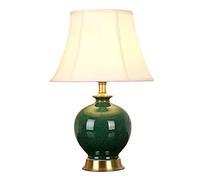 GWJKG Ceramic Desk Bedside Dark Green Cracked Lamp Bedroom Table Lamps for Living Room (Color : Push Button Switch)