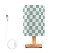 GWJKG Classic Plaid Table Lamp, Linen Lampshade with Wooden Base, Bedroom Office Decoration Suitable for Living Room, Dormitory, Office,(BK003)